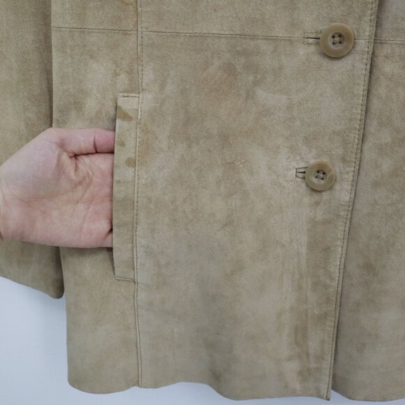 Croft & Barrow Suede Jacket Women XL Beige Formal Boho Career Tailored Classic - Picture 11 of 16